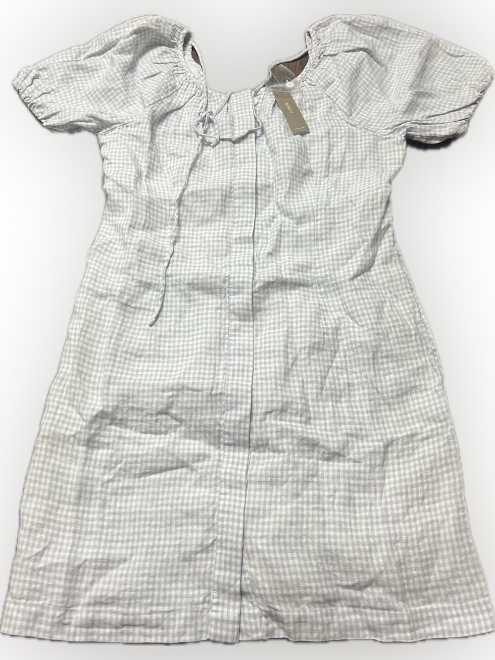 White Blue Peri Shadow V-Back Linen Shirtdress